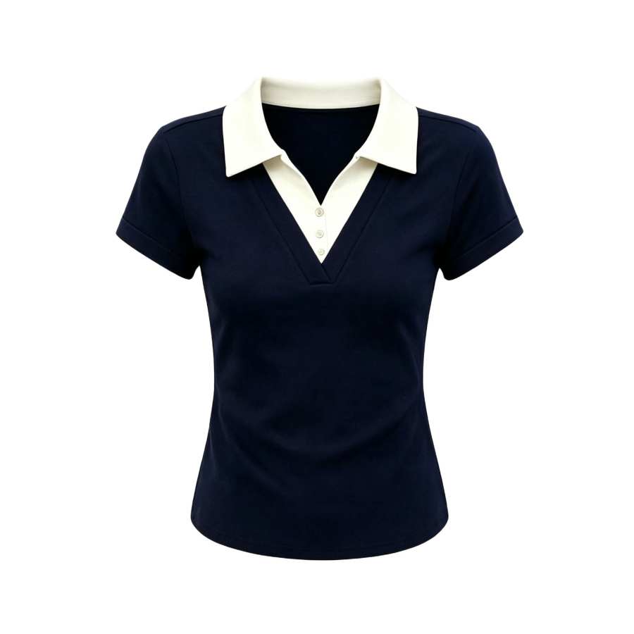 Sugarfunk Polo Shirts Women's Lapel Thin Nipped In Waist