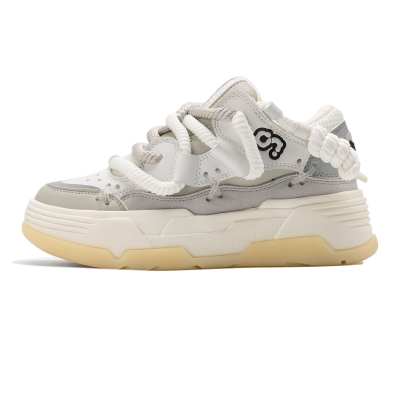 CN Skate Height Increasing 5CM Coverage Balance Lightweight Low top Skateboard Shoes Unisex White Gray