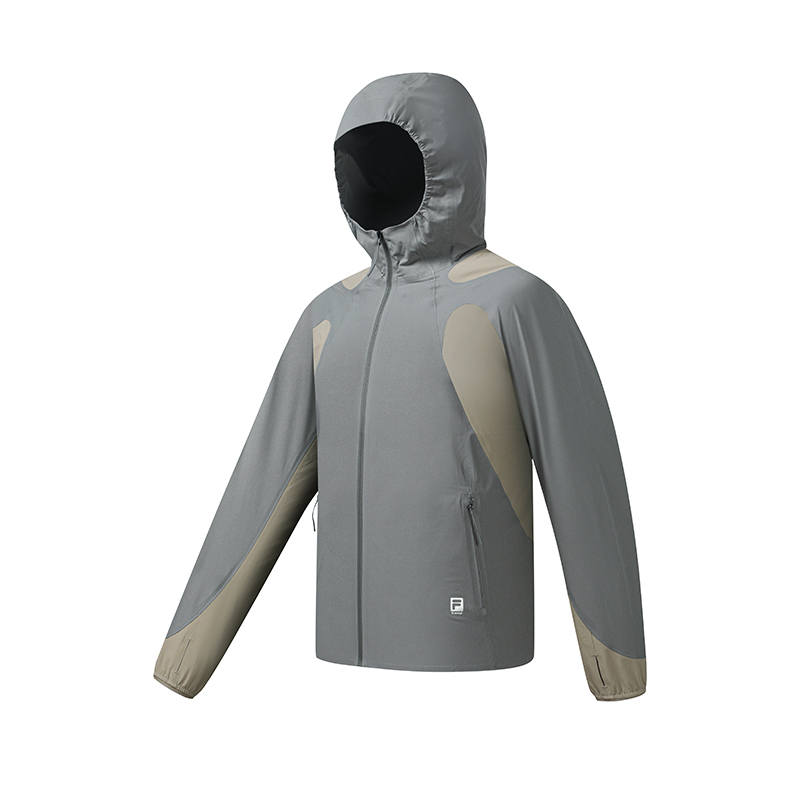 FILA Fitness Jackets Men's Tin Gray Hooded Non Detachable Moderate Straight Fit