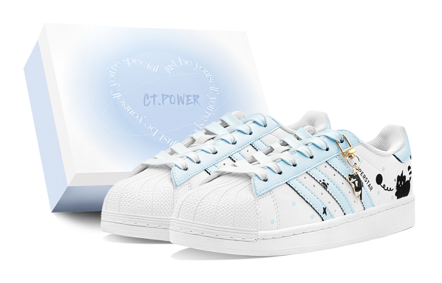 Adidas Originals Superstar 2 Skateboard Shoes Unisex Low Top White/Black/Blue