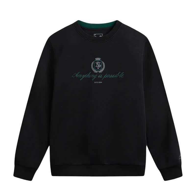 Li-Ning Li Ning Sweatshirts Men's Black Crew Neck Moderate Straight Fit