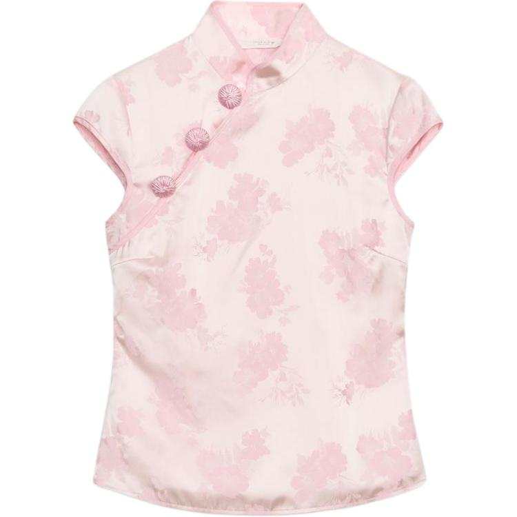 ZARA Shirts Women's Pink Stand Collar