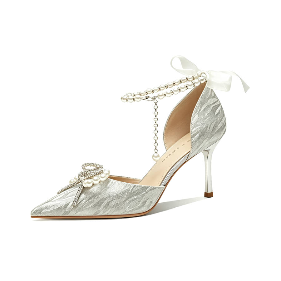 Ainer-cat Ainer cat Heartbeat Love Letter Slim Heel High Heels Women's Silver
