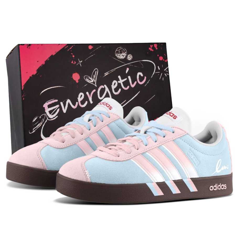 Adidas Adidas Vl Court Classic German Army Trainers Unisex Low Top Pink/Blue/Brown