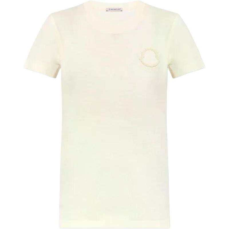 Moncler Knitwear Women's Neutral Color Crew Neck Moderate Straight Fit