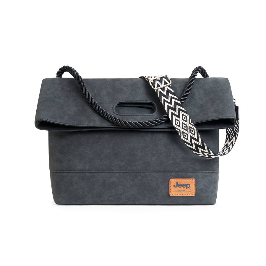 Jeep PU Messenger Bag, Crossbody Bag, Shoulder Bag Unisex Ink Black