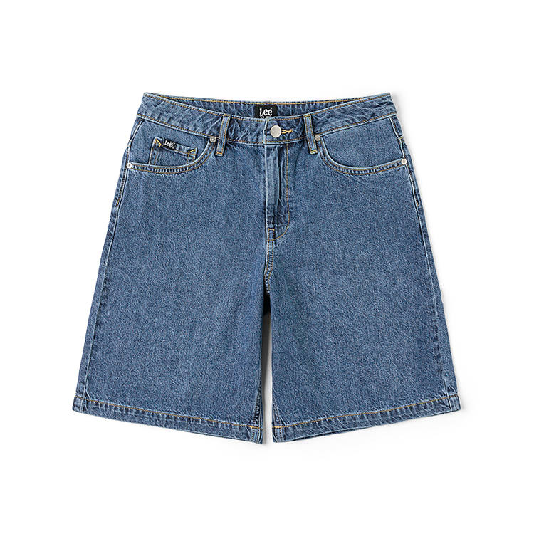 Lee Denim Shorts Women's Medium Dark Blue Moderate Straight Fit Pants