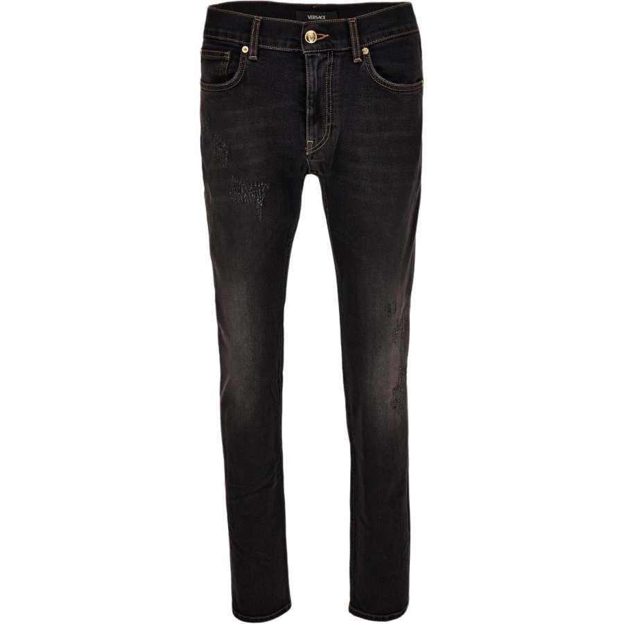 VERSACE Jeans Men's Black Moderate Straight Fit Pants