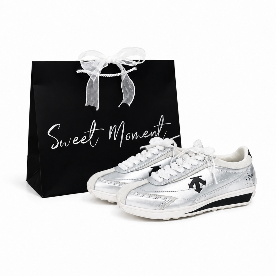 DESCENTE Cron Racer Skateboard Shoes Unisex Low Top Silver White, Shopping Bag
