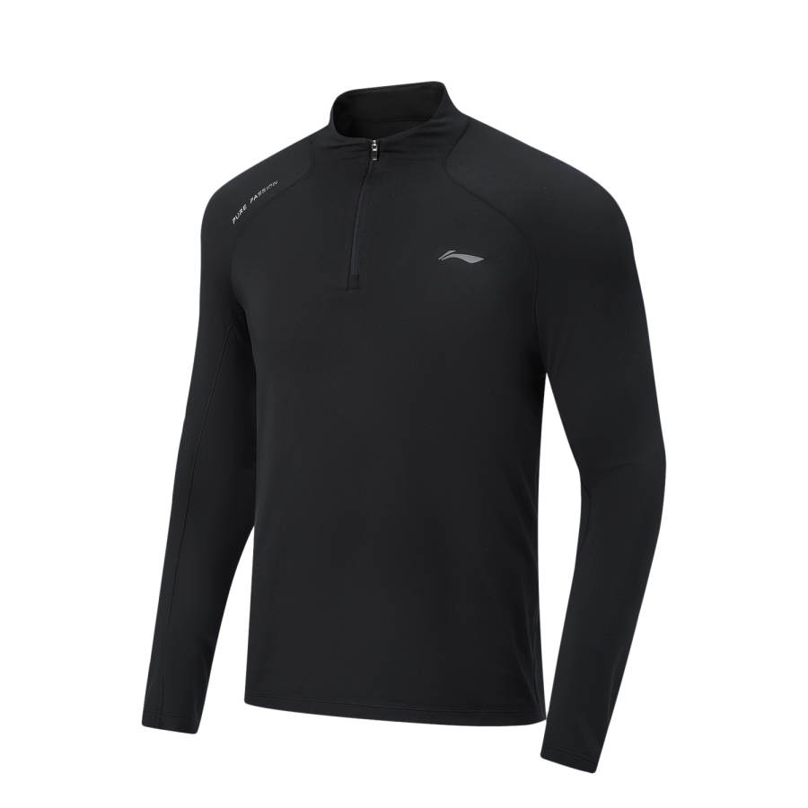 Li-Ning Li Ning Fitness Series T Shirts Men's Black Stand Collar Moderate Straight Fit