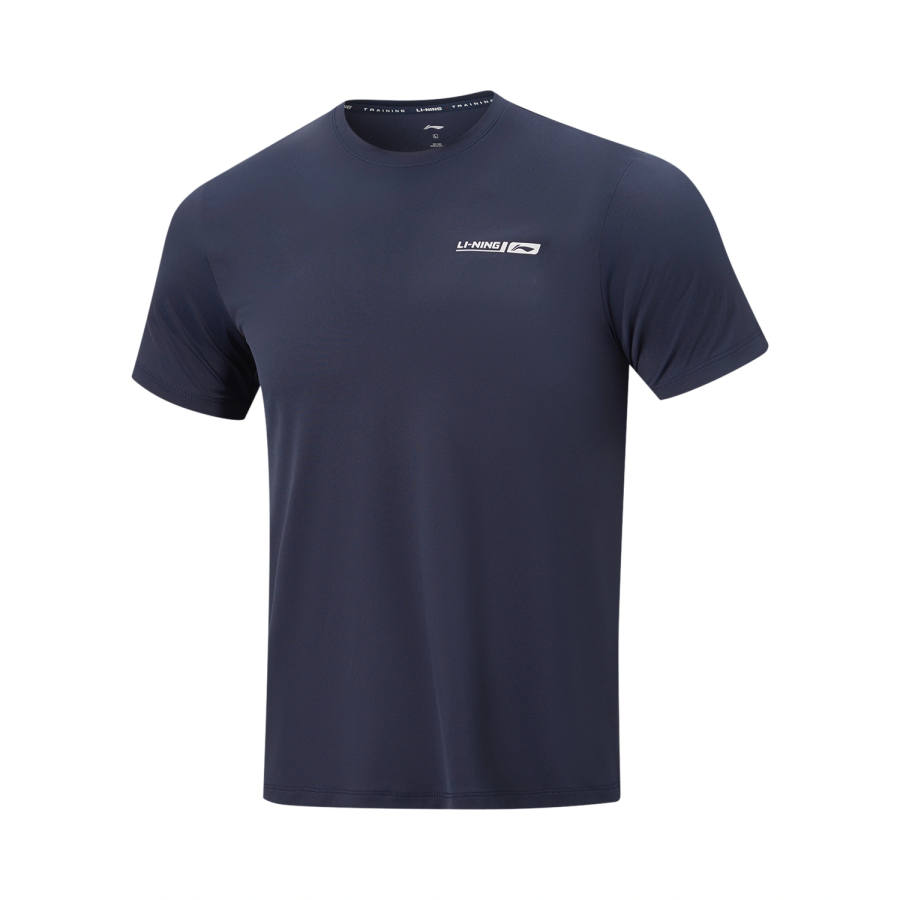 Li-Ning Li Ning Fitness Series Quick Dry T Shirts Men's Ink Blue Crew Neck Moderate