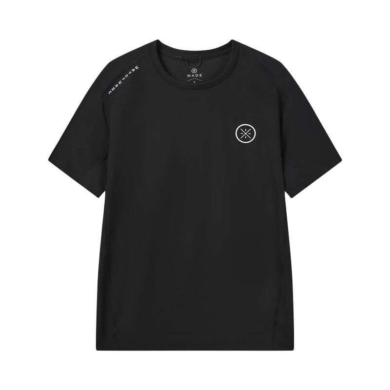 Li-Ning Li Ning T Shirts Men's Black Crew Neck Moderate Straight Fit