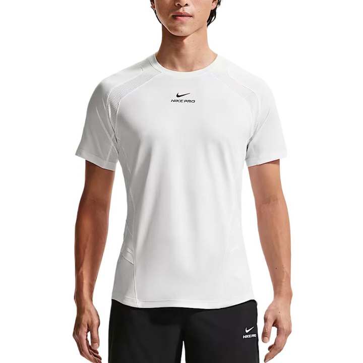 Nike Nike Pro Quick Dry T Shirts Men's White/White/Black Crew Neck