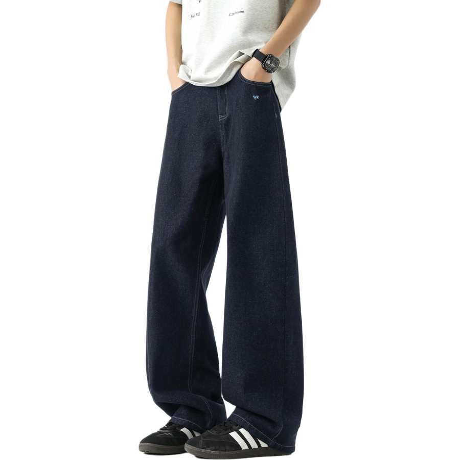 WARRIOR Jeans Unisex Blue DIY Badge Moderate Wide Leg Pants