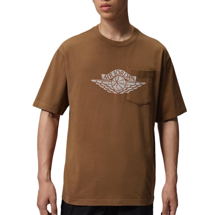 Jordan Jordan Flight T Shirts Men's Light British Umber/Contour Brown Crew Neck Moderate