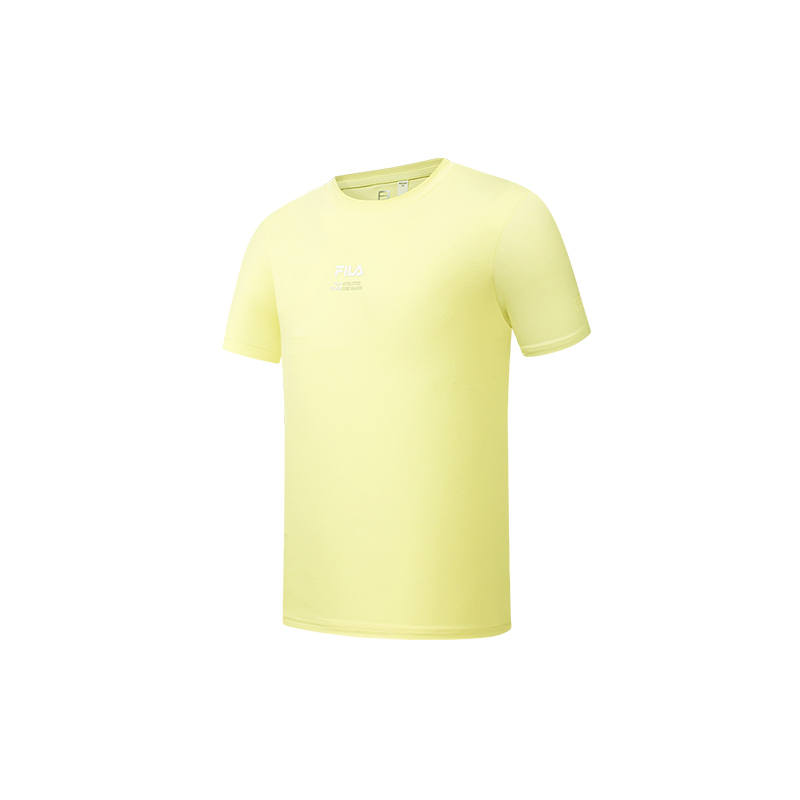FILA T Shirts Men's Yellow Of The Twelfth Lunar Month Crew Neck Moderate Straight Fit