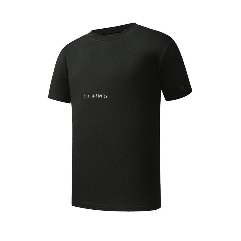 FILA Fitness T Shirts Men's Complex Black Crew Neck Moderate Straight Fit