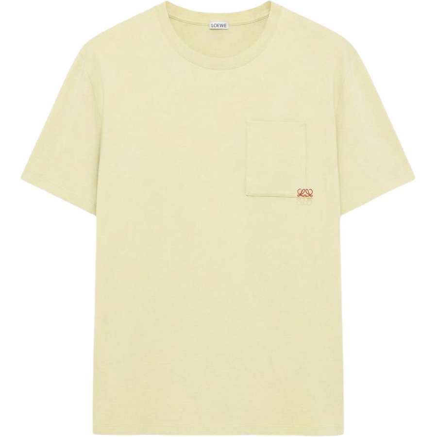 LOEWE Anagram T Shirts Men's Yellow Crew Neck Moderate Straight Fit