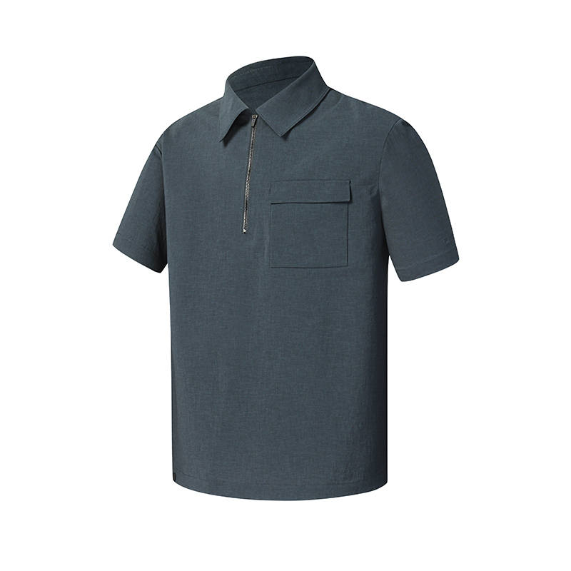 FILA URBAN EXPLORE T Shirts Men's Titanium Iron Lapel Moderate Straight Fit