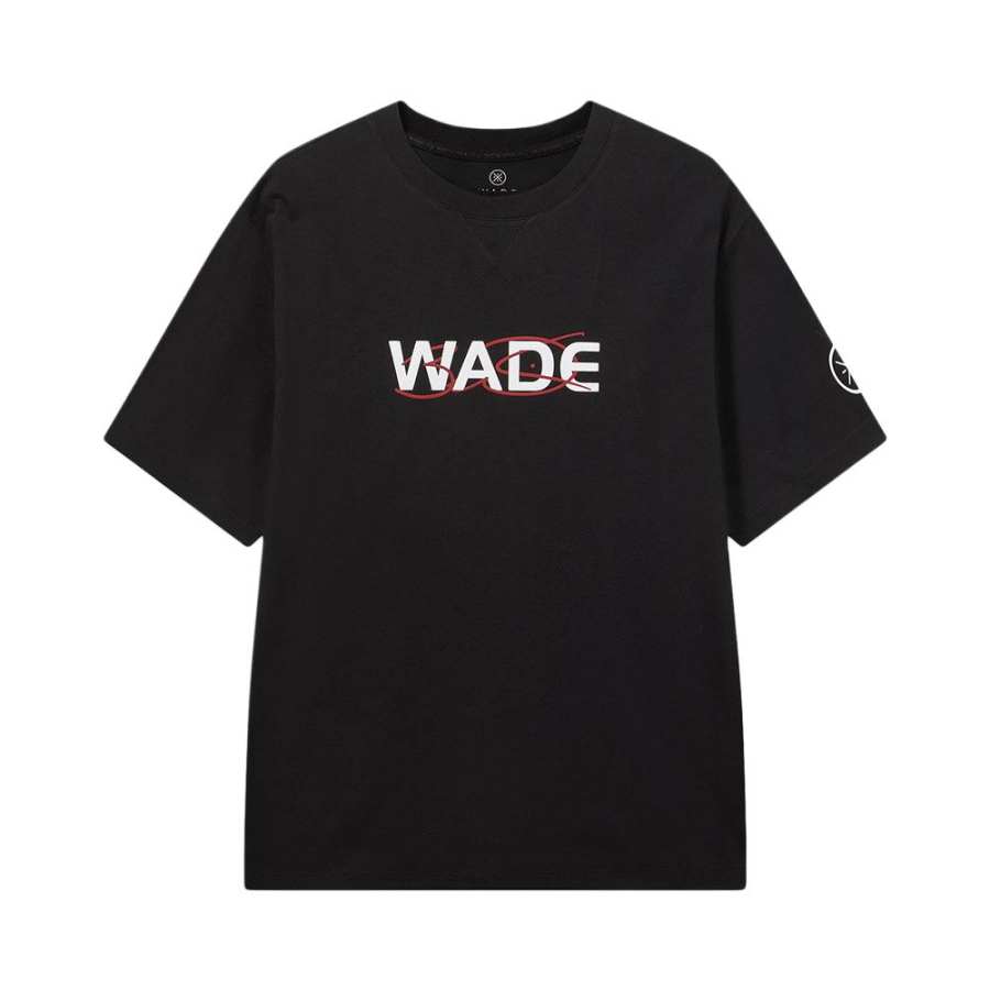 Li-Ning Li Ning T Shirts Men's Black Crew Neck Moderate Straight Fit