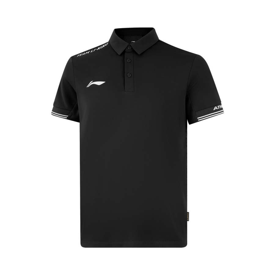 Li-Ning Li Ning Polo Shirts Unisex Black Lapel Thin Straight Fit