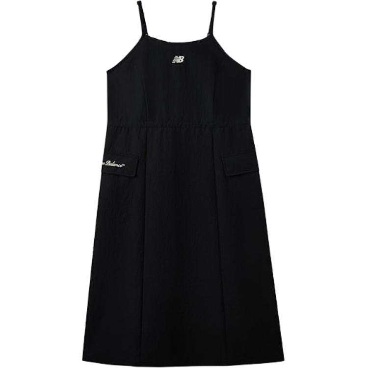 New Balance New Balance Short Sleeved Dresses Women's Black Crew Neck Moderate Midi Skirt