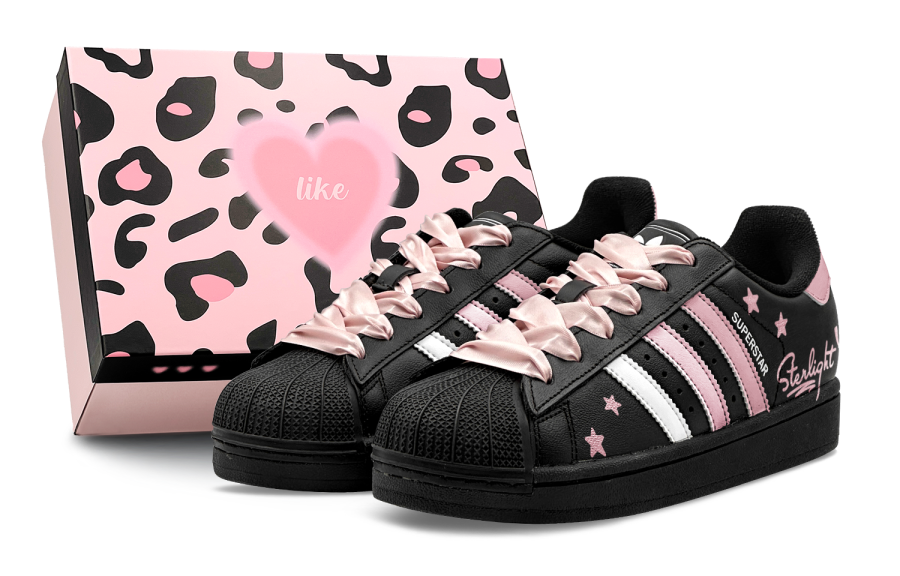 Adidas Originals Superstar 2 Skateboard Shoes Unisex Low Top Black/Pink