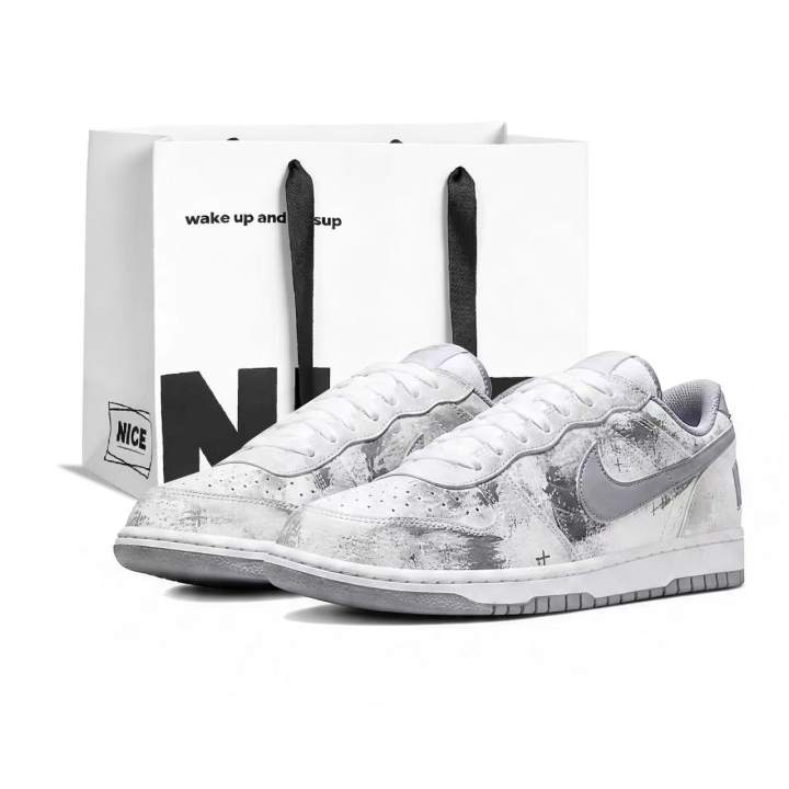 Nike Nike Big Skateboard Shoes Men's Low Top Gray/White