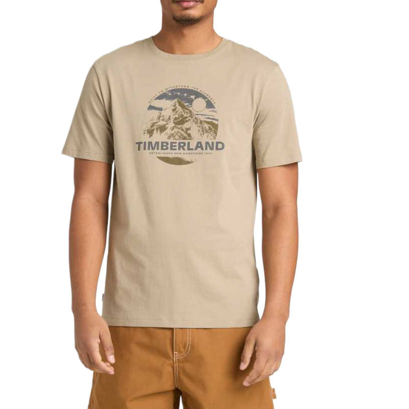 Timberland T Shirts Men's Beige Crew Neck Moderate