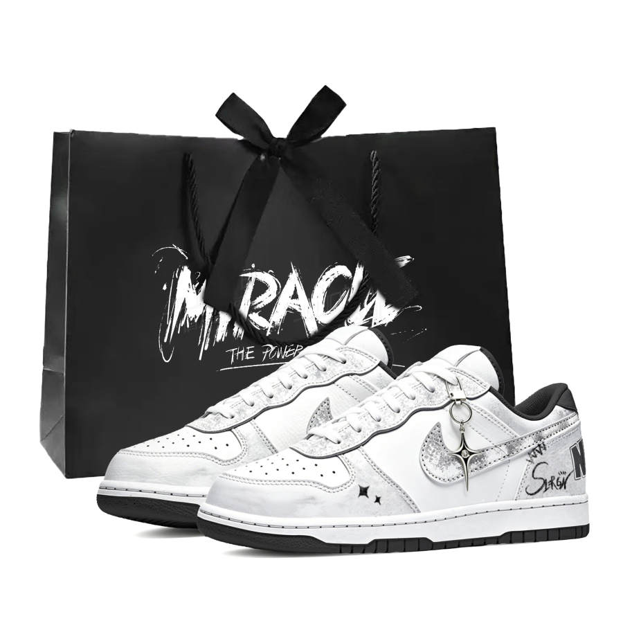 Nike Nike Big Skateboard Shoes Men's Low Top White Black Gray Silver Colorway