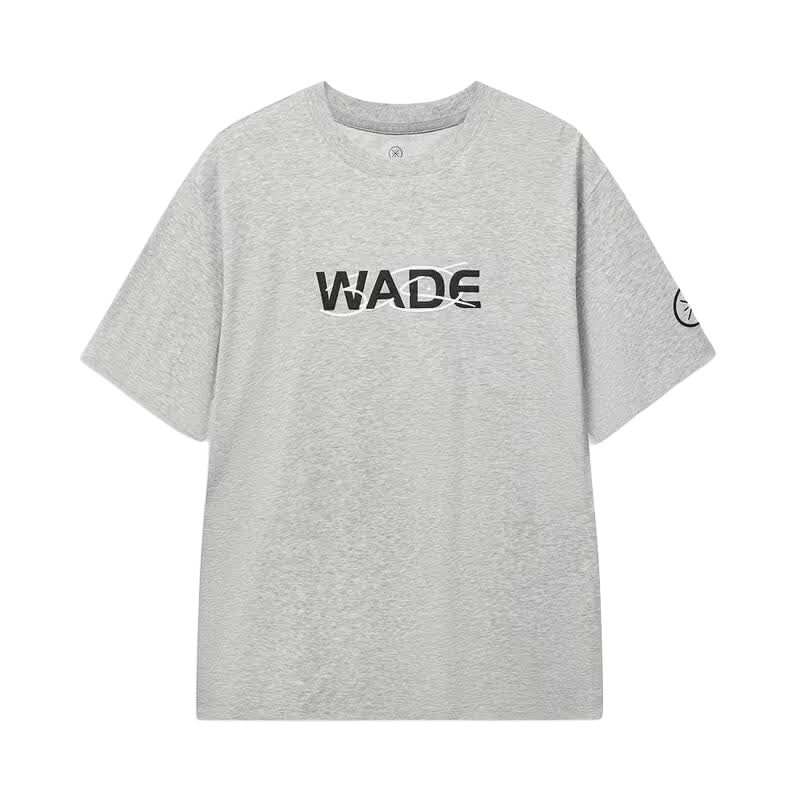 Li-Ning Li Ning T Shirts Men's Heather Gray Light Lime Crew Neck Moderate Straight Fit