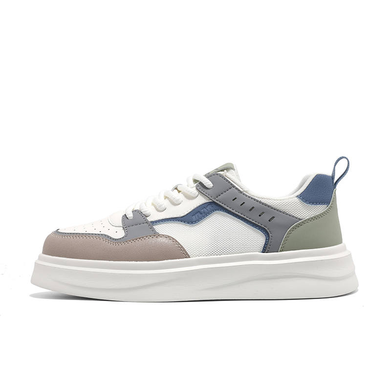 WARRIOR Skateboard Shoes Men's Low Top White Gray Blue, Beige Gray Brown