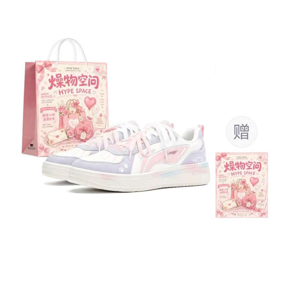 Li-Ning Li Ning Wheat Age Skateboard Shoes Women's Low Top White/Pink/Purple