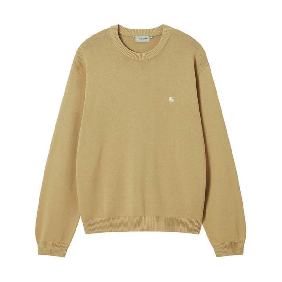 Carhartt WIP Knitwear Men's BGX/Beige Yellow Crew Neck Moderate Straight Fit