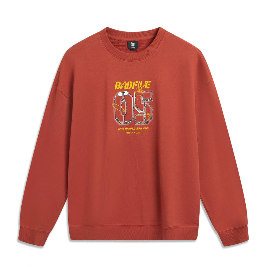 Li-Ning Li Ning Basketball Collection Sweatshirts Men's Ochre Red Crew Neck Moderate