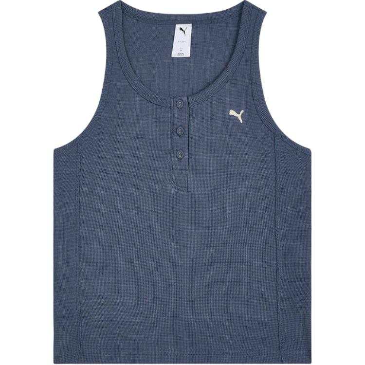 PUMA T Shirts Women's Dark Blue Henry Collar Moderate Straight Fit