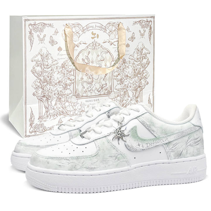 Nike Nike Air Force 1 Skateboard Shoes Unisex Low Top White/Green/Silver