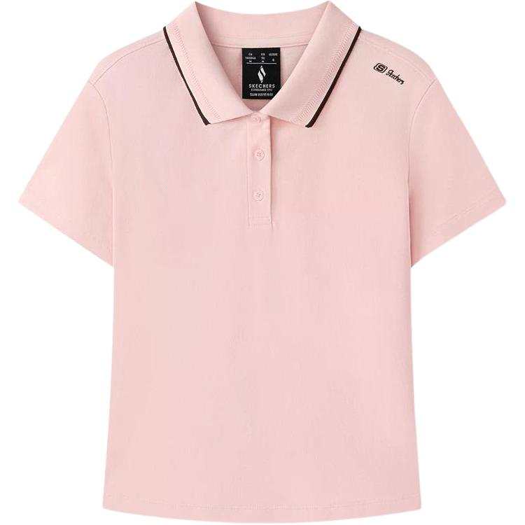 Skechers Polo Shirts Women's Pink Lapel Moderate Straight Fit