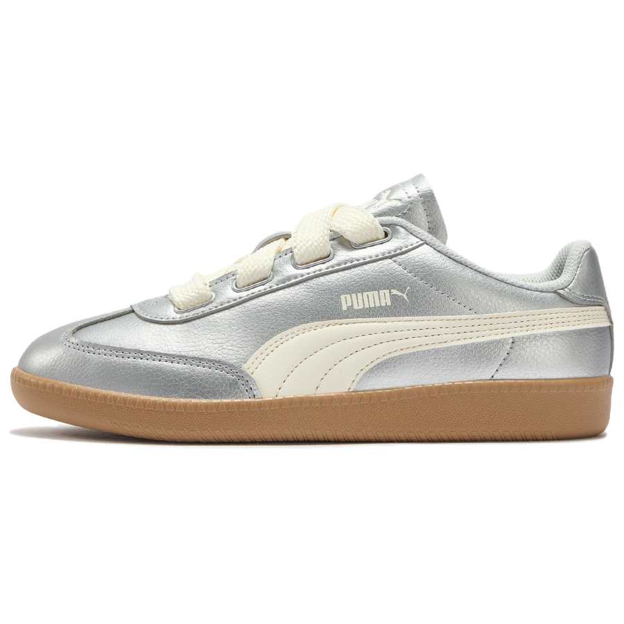 PUMA 9 T German Army Trainers Women's Low Top Silver White