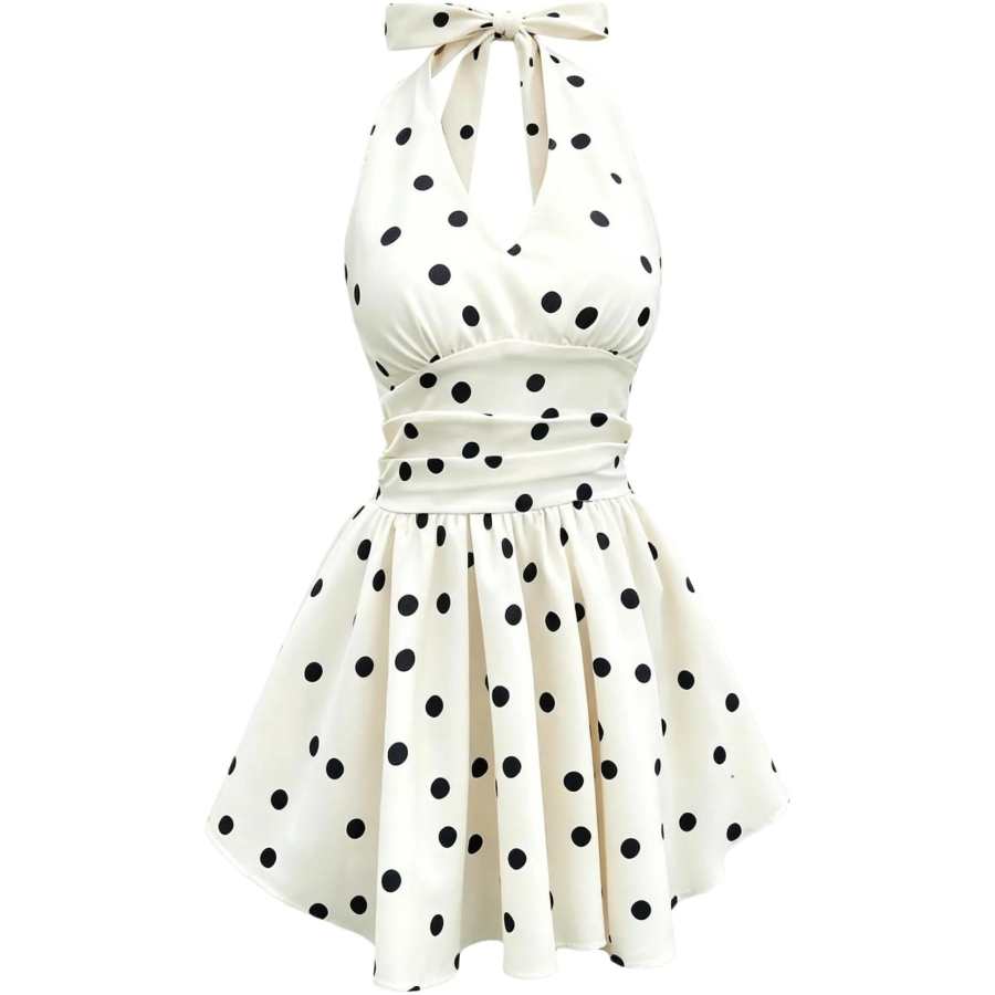 CHARM GLOW Sleeveless Dresses Women's Halter Thin Short Skirt A Line Skirt