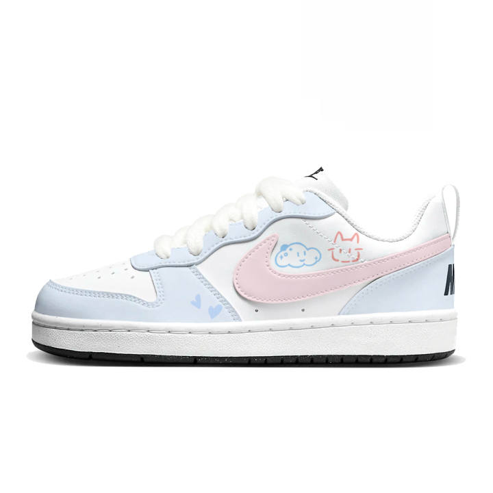 Nike Nike Court Borough Skateboard Shoes Women's Low Top Light Blue, Pink