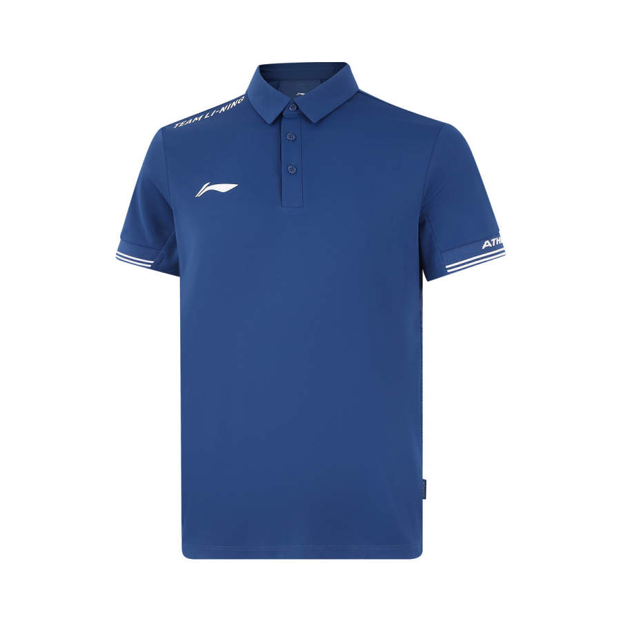 Li-Ning Li Ning Polo Shirts Unisex Battleship Blue Lapel Thin Straight Fit