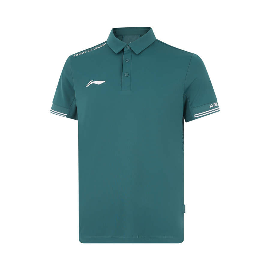 Li-Ning Li Ning Polo Shirts Unisex Ink Green Polo Collar Thin Straight Fit