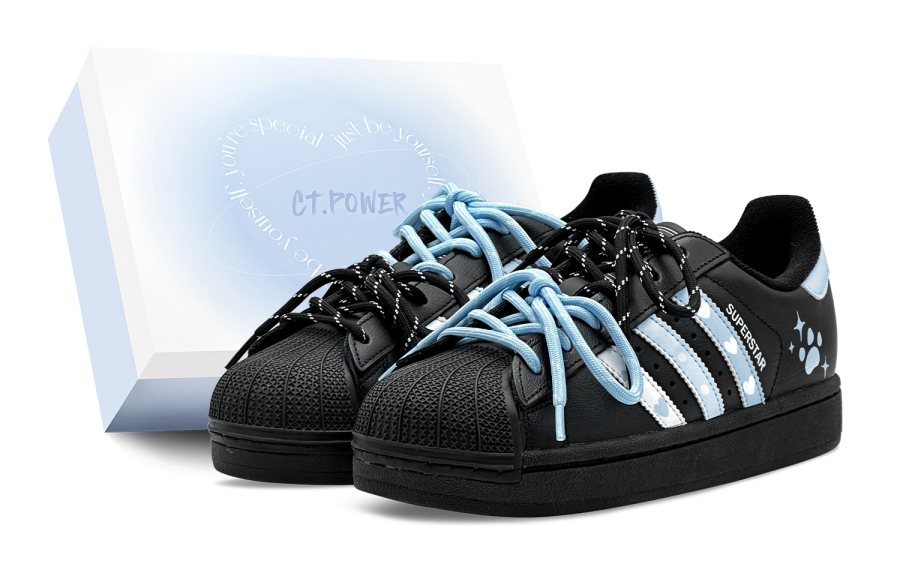 Adidas Originals Superstar 2 Skateboard Shoes Unisex Low Top Black/Blue
