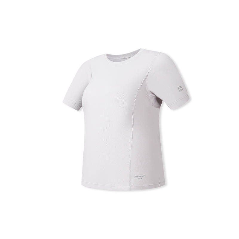 FILA Fitness T Shirts Women's Misty Dream Purple Crew Neck Moderate Nipped In Waist