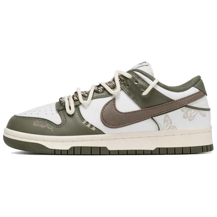 Nike Nike Dunk Skateboard Shoes Unisex Low Top White Green Brown Multicolor