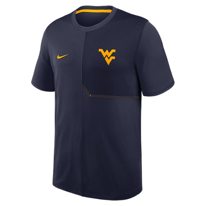 Nike Nike Dri Fit College T Shirts Men's Marine Blue Crew Neck Moderate
