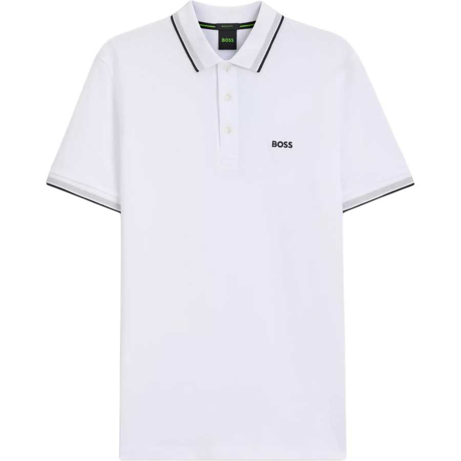 HUGO BOSS Polo Shirts Men's White Polo Collar Moderate Straight Fit
