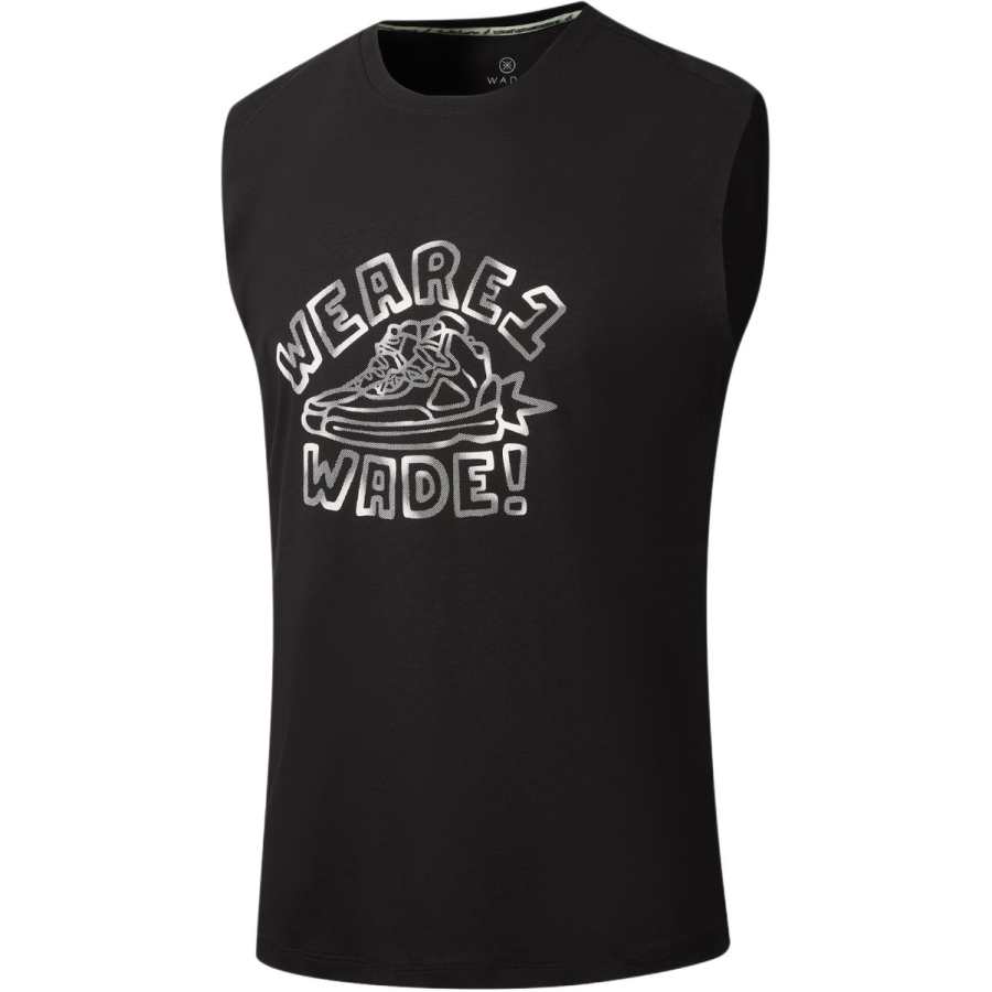 Li-Ning Li Ning Tank Tops Men's Black Crew Neck Moderate Straight Fit