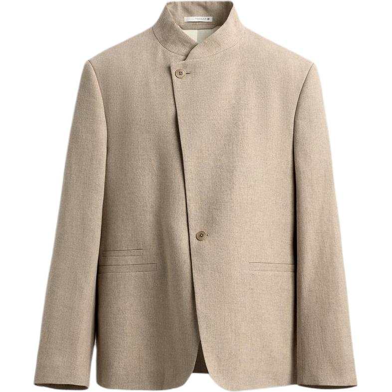 ZARA Business Suits Men's Light Beige Lapel Moderate